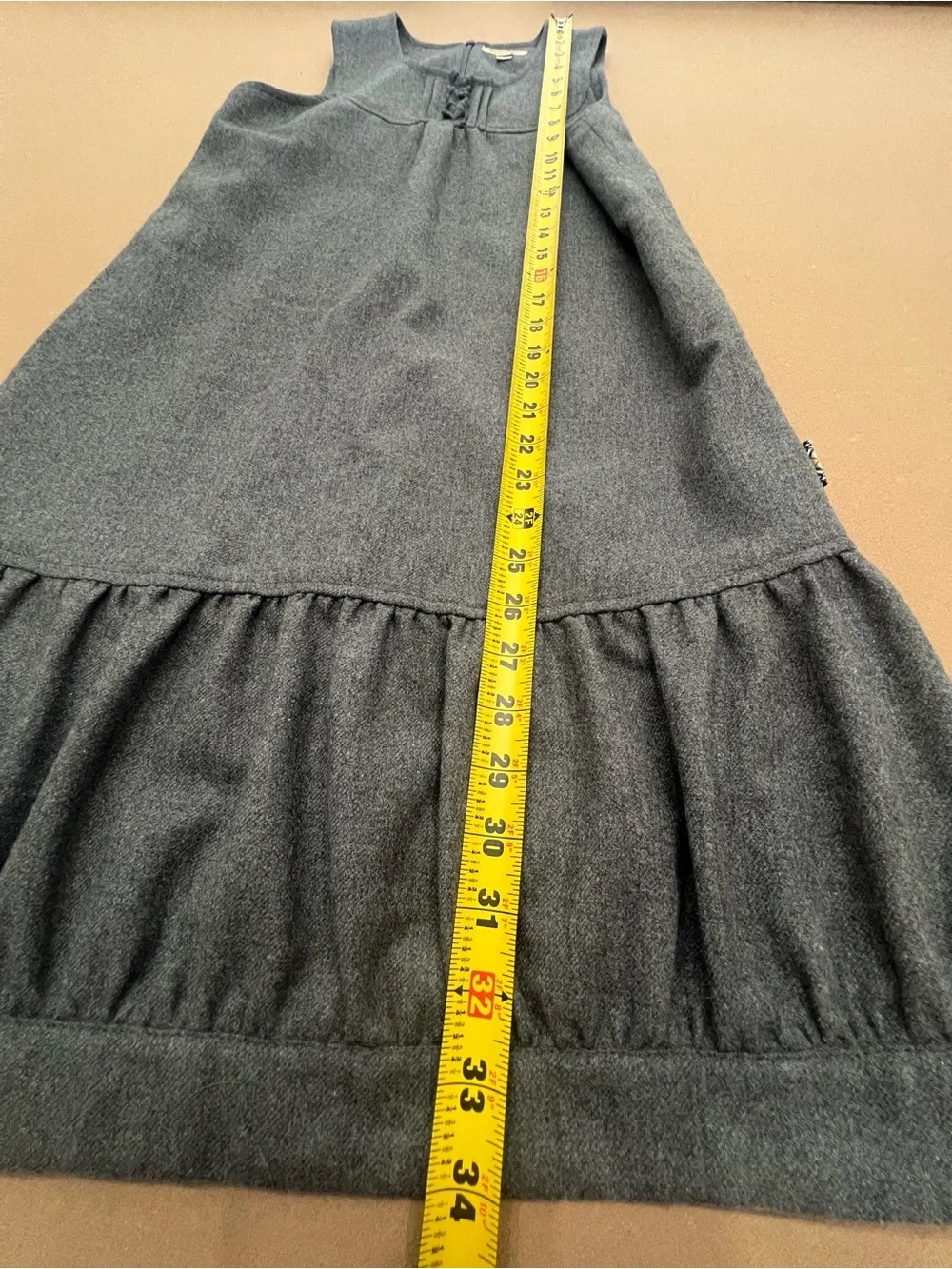 Burberry Girls Wool Jumper Dress Gray with Check Trim & Pink Lining Size 12-14yr